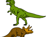 Dibujo Triceratops y tiranosaurios rex pintado por elisenda85