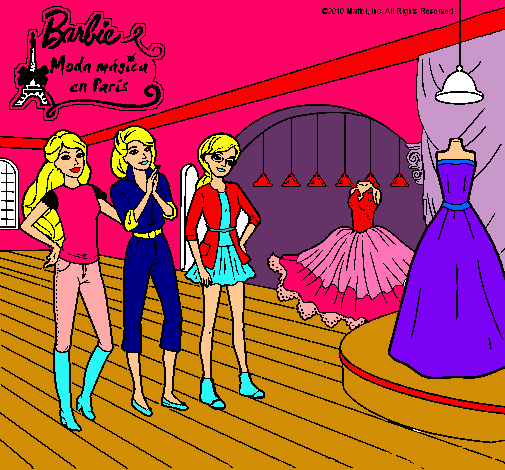 Barbie mirando vestidos