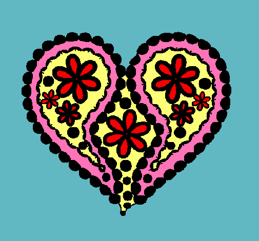 Dibujo Corazón de flores pintado por lapoetapr