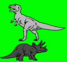 Dibujo Triceratops y tiranosaurios rex pintado por cacas