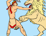 Dibujo Gladiador contra león pintado por angel962
