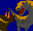 Dibujo Lucha de dinosaurios pintado por facundo55555