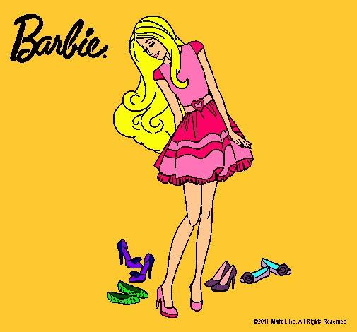 Dibujo Barbie y su colección de zapatos pintado por ianna