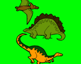 Dibujo Tres clases de dinosaurios pintado por 00000IJLI