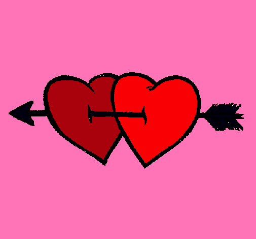 Dibujo Dos corazones con una flecha pintado por lapoetapr