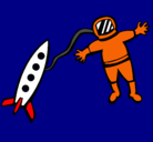Dibujo Cohete y astronauta pintado por cindy226