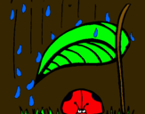 Dibujo Mariquita protegida de la lluvia pintado por beia