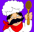 Dibujo Chef con bigote pintado por isadorita