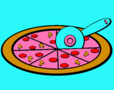 Dibujo Pizza pintado por deletrear