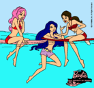Dibujo Barbie y sus amigas pintado por Mirene