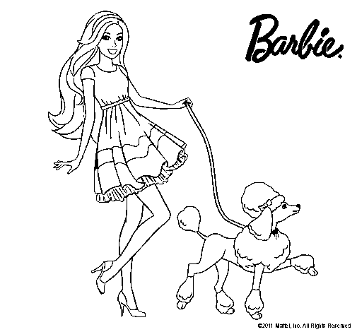 Barbie paseando a su mascota