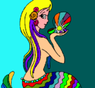 Dibujo Sirena y perla pintado por LUISITOLEYVA