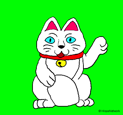 Dibujo Gato de la suerte pintado por animalword
