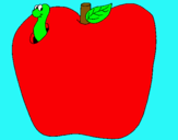 Dibujo Gusano en la fruta pintado por manzanata
