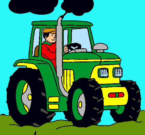 Dibujo Tractor en funcionamiento pintado por aquiles