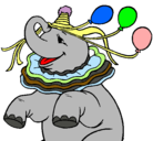 Dibujo Elefante con 3 globos pintado por LEZCANO