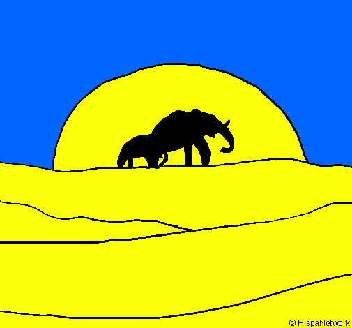 Dibujo Elefante en el amanecer pintado por LUIYI