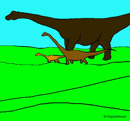Dibujo Familia de Braquiosaurios pintado por animalword