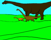 Dibujo Familia de Braquiosaurios pintado por animalword