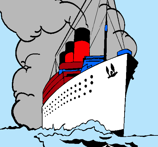 Dibujo Barco de vapor pintado por blue