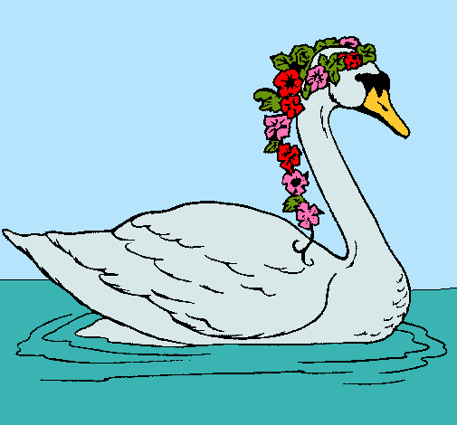 Cisne con flores