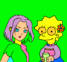 Dibujo Sakura y Lisa pintado por m8n6ca