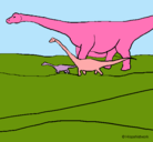 Dibujo Familia de Braquiosaurios pintado por parasaurolu