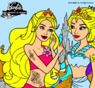 Dibujo Barbie se despiede de la reina sirena pintado por mami159