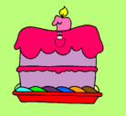 Dibujo Pastel de cumpleaños pintado por pastel