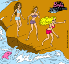 Dibujo Barbie y sus amigas en la playa pintado por lauravera