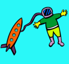 Dibujo Cohete y astronauta pintado por Jose-