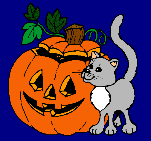 Calabaza y gato