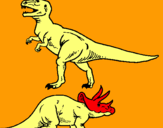 Dibujo Triceratops y tiranosaurios rex pintado por gabus