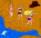 Dibujo Barbie y sus amigas en la playa pintado por 85656