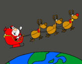 Dibujo Papa Noel repartiendo regalos 3 pintado por Didiih