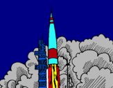 Dibujo Lanzamiento cohete pintado por germen