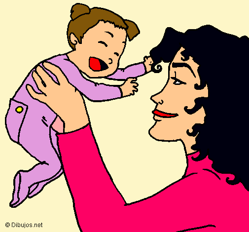 Dibujo Madre con su bebe pintado por comegalletas