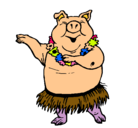 Dibujo Cerdo hawaiano pintado por pygui