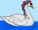Dibujo Cisne con flores pintado por tamiys