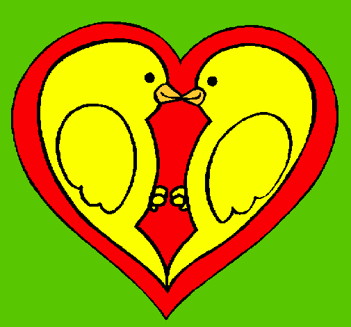 Dibujo Pajaritos enamorados pintado por lapoetapr