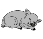Dibujo Cerdo durmiendo pintado por serdo