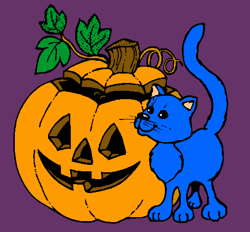 Calabaza y gato