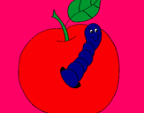 Dibujo Manzana con gusano pintado por frytghdss
