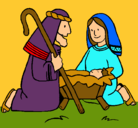 Dibujo Adoran al niño Jesús pintado por ninfa