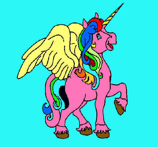 Dibujo Unicornio con alas pintado por alivi2126