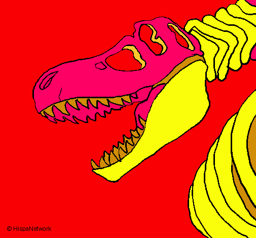 Dibujo Esqueleto tiranosaurio rex pintado por chinitos