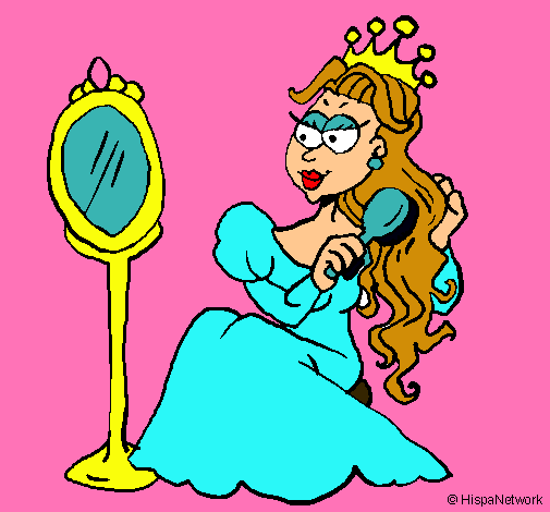 Dibujo Princesa y espejo pintado por Naiara2001