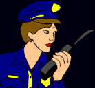 Dibujo Policía con el walkie pintado por daidas