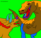 Dibujo Lucha de dinosaurios pintado por IVANKO