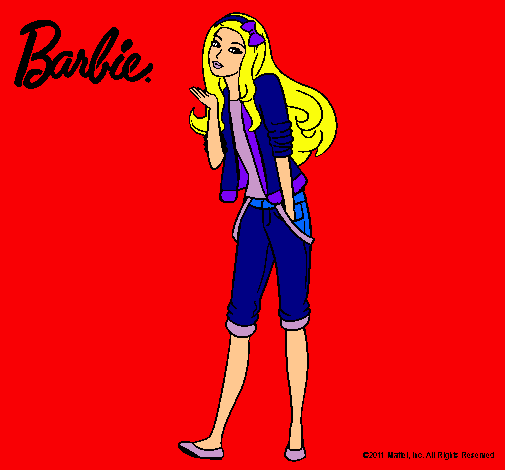 Dibujo Barbie con look casual pintado por ianna